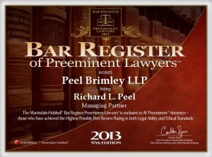 Bar Register of Preeminent Lawyers Richard Peel 2013